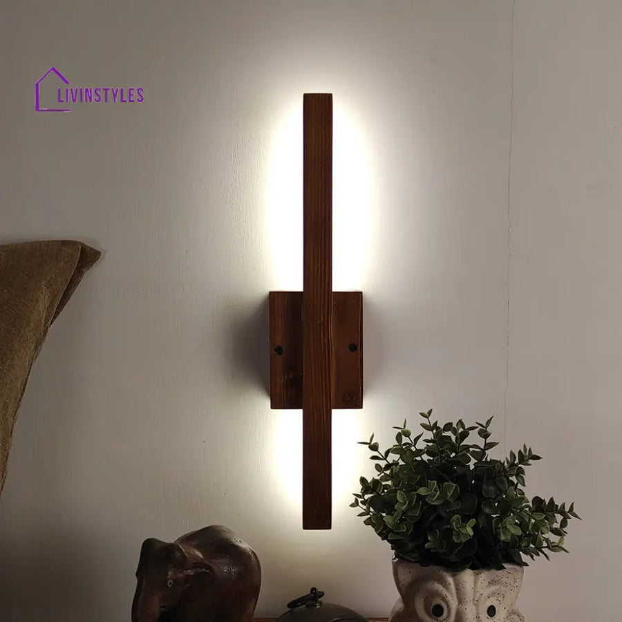 Lineo Brown Wooden Led Wall Light Lights