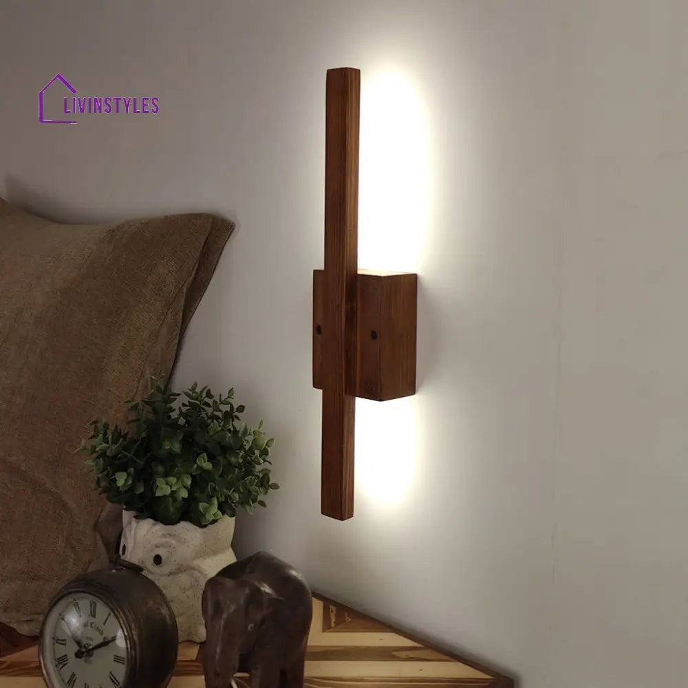 Lineo Brown Wooden Led Wall Light Lights