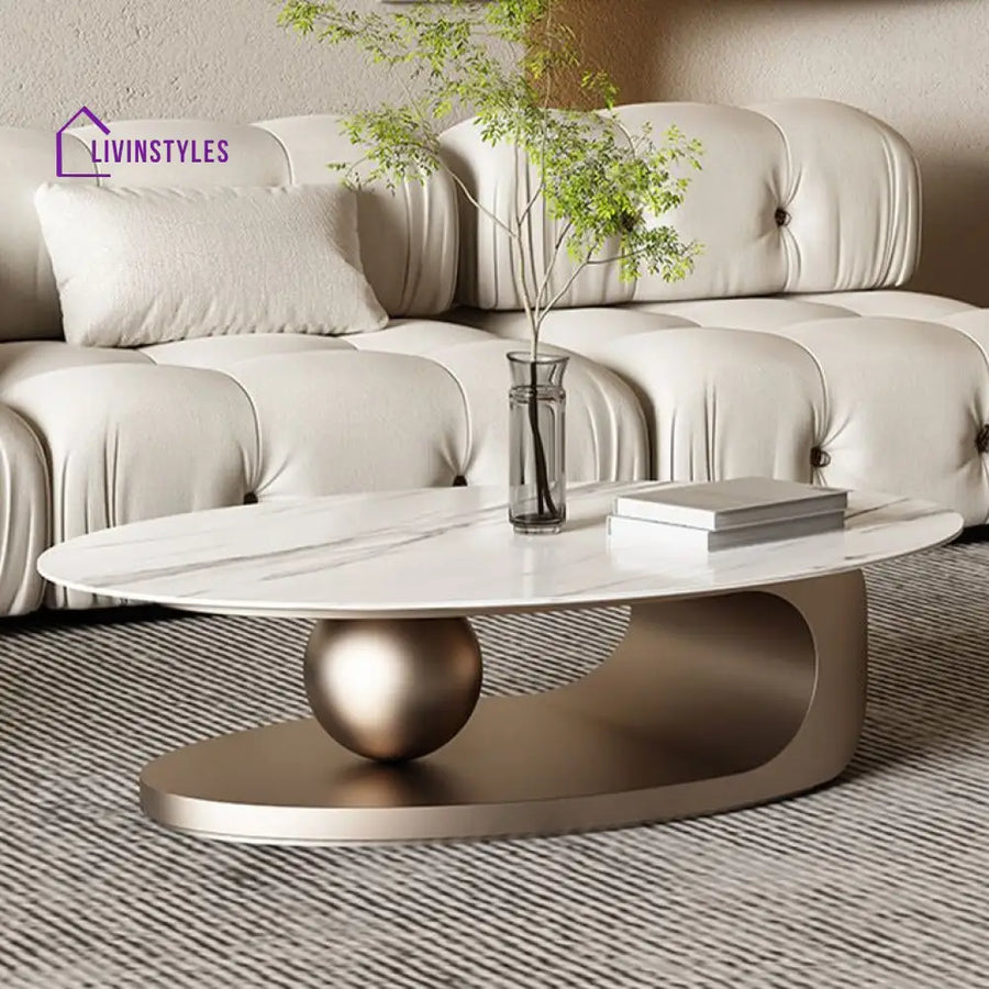 Linet Marble Top One Ball Coffee Table For Living Room