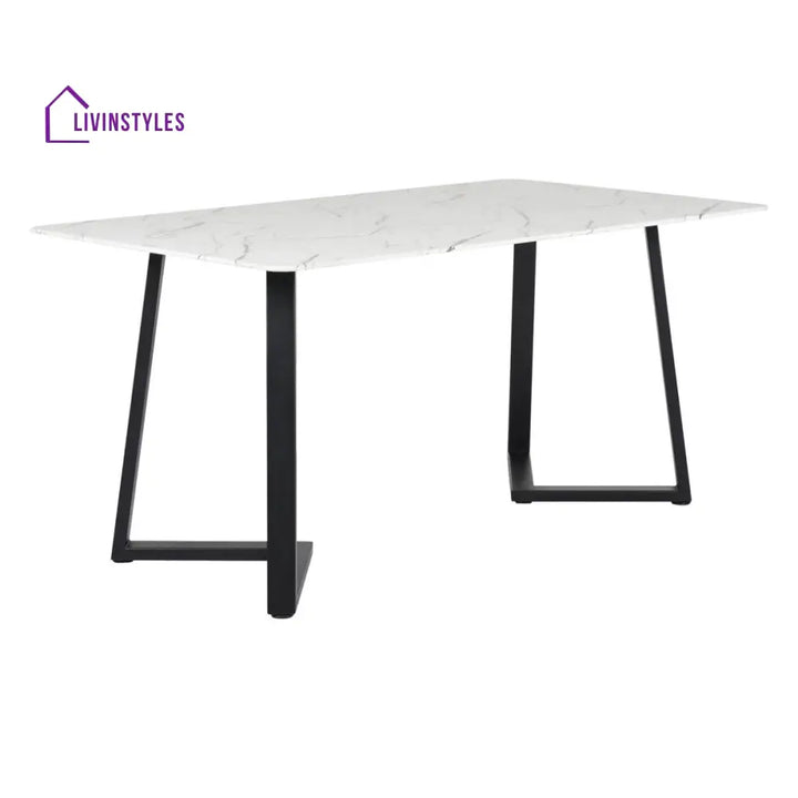 Linia Marble Dining Table In Black Finish