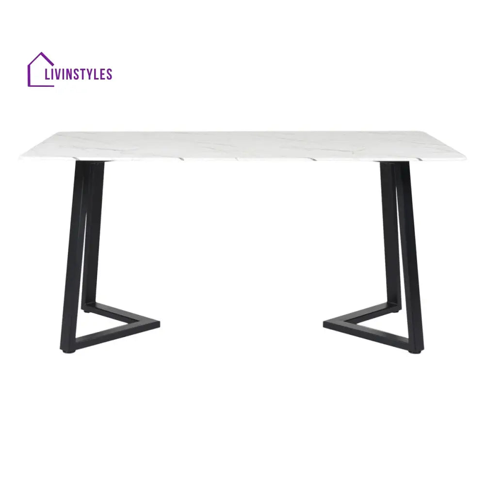 Linia Marble Dining Table In Black Finish