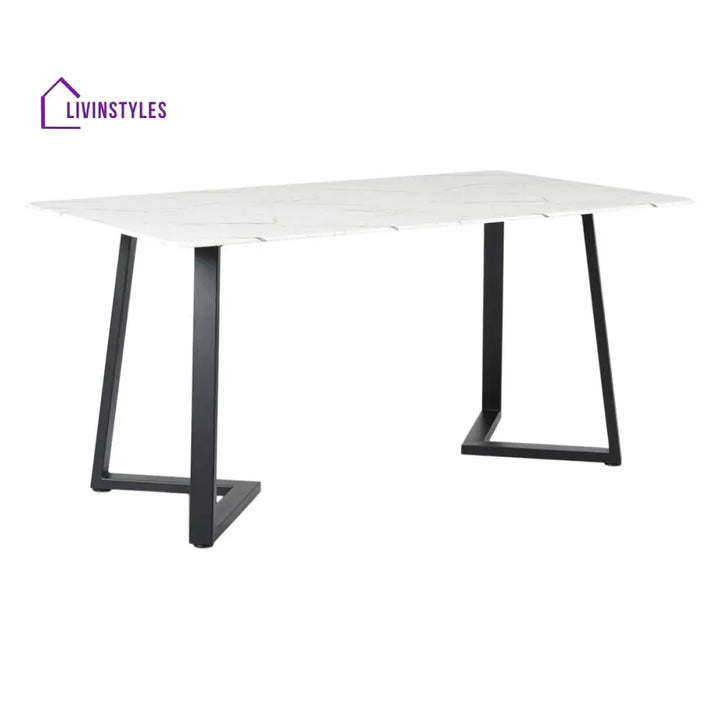 Linia Marble Dining Table In Black Finish