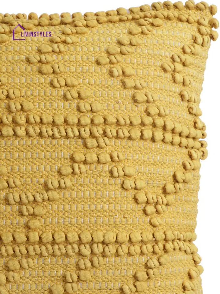 Eyda Yellow Hand Woven Cotton Set Of 2 Cushion Cover-18X18 Inch