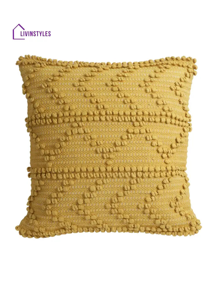 Eyda Yellow Hand Woven Cotton Set Of 2 Cushion Cover-18X18 Inch