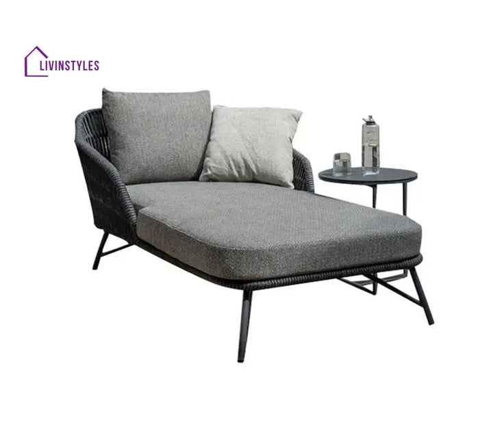 Livingstone Grey Rope Daybed With Table And Dark Cushions