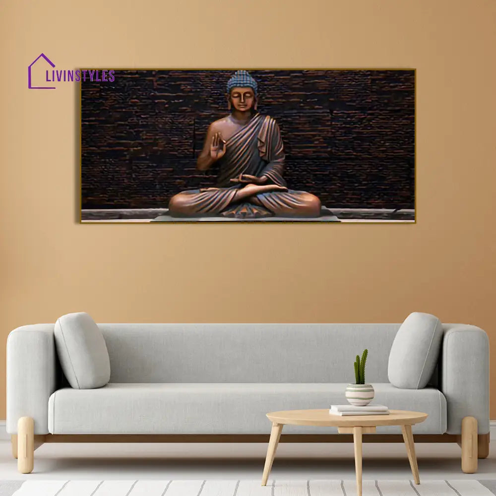 Lord Buddha Meditating Statue Canvas Wall Painting