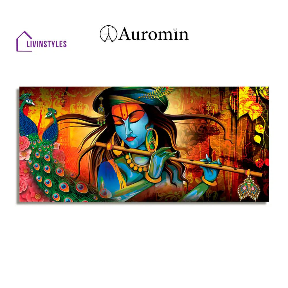 Lord Krishna Playing Flute Premium Wall Painting Canvas