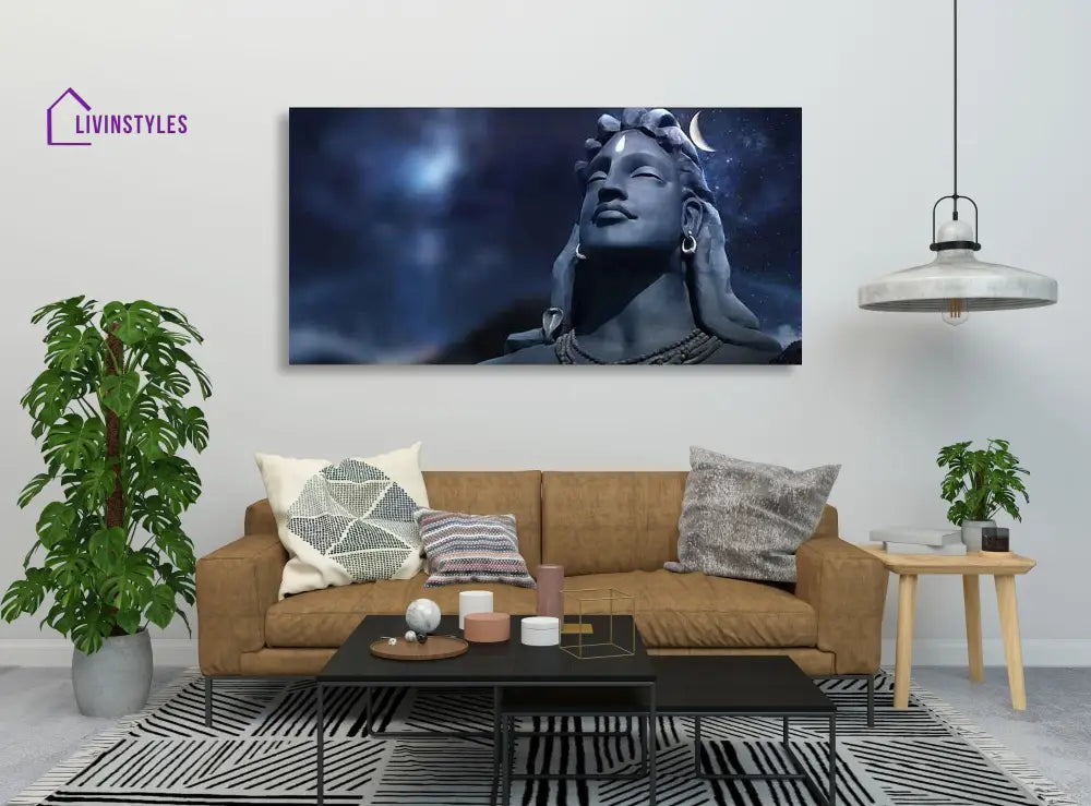 Lord Shiva with Moon on the Head Wall Painting Without Frame