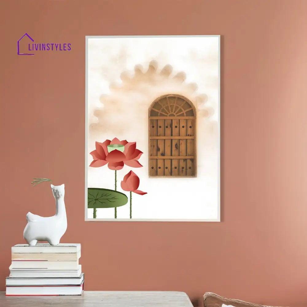 Lotus Door Canvas Wall Art Printed Painting