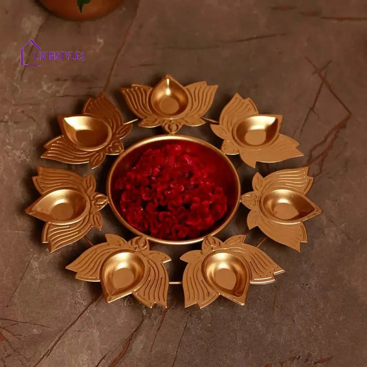 Lotus Inspired Centerpiece Urli Diya | 11 X 2 Inches