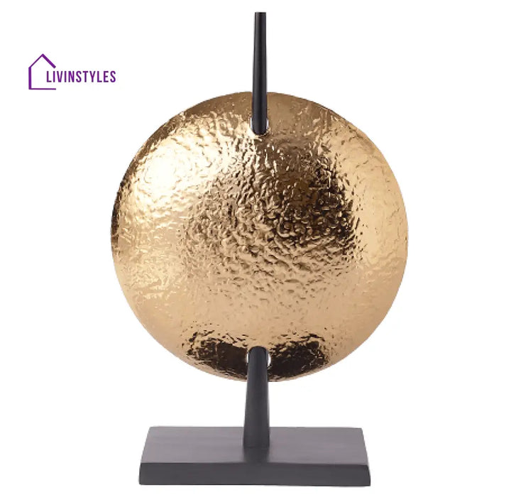 Luminous Disc Candle Holder In Gold And Black Finish