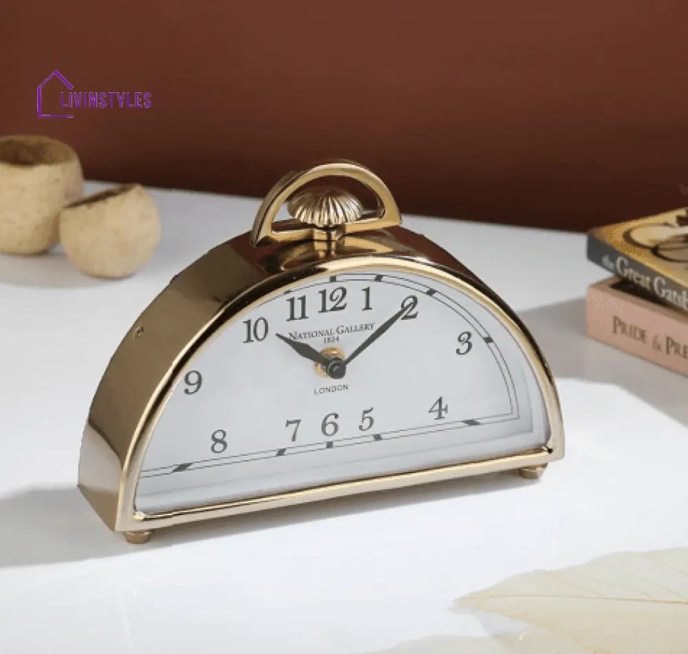 Luna Desk Clock In Gold