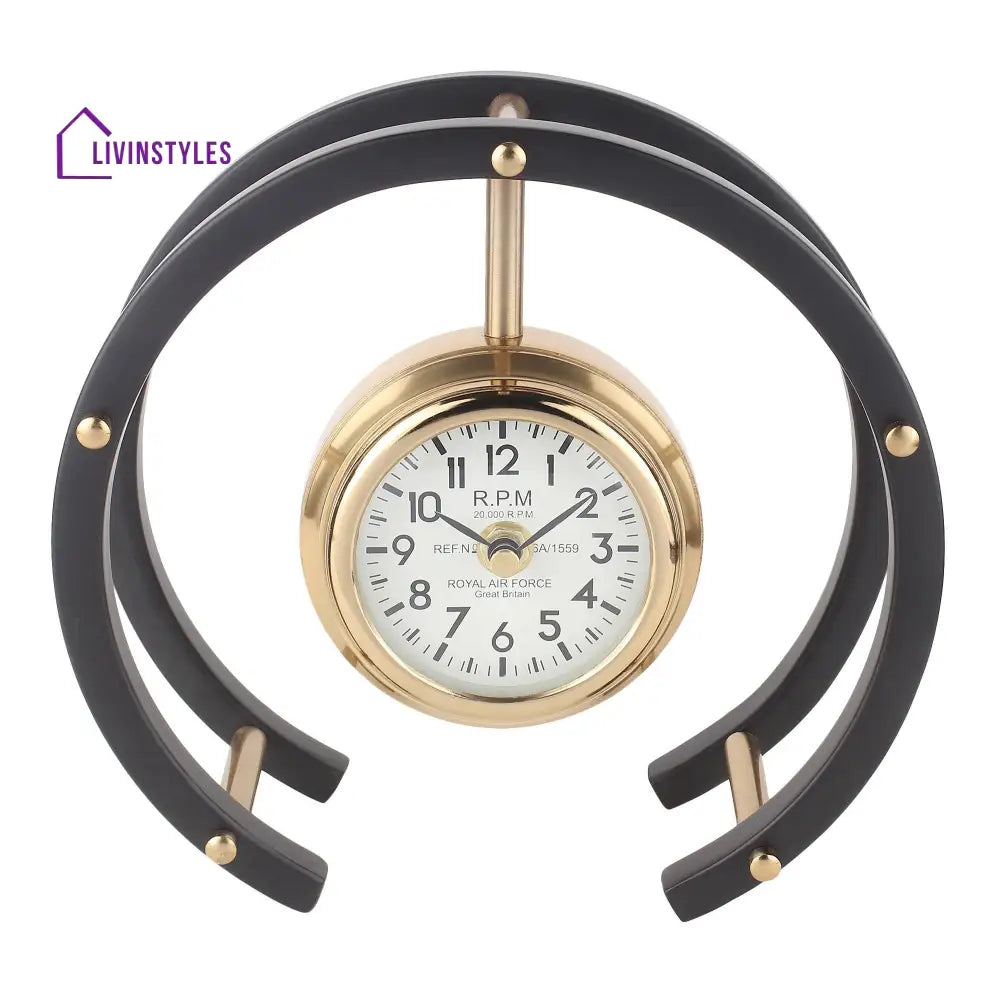 Luna Serenade Table Clock In Gold & Black