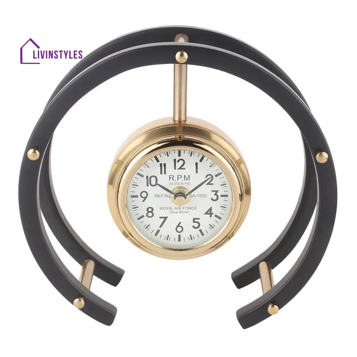 Luna Serenade Table Clock In Gold & Black