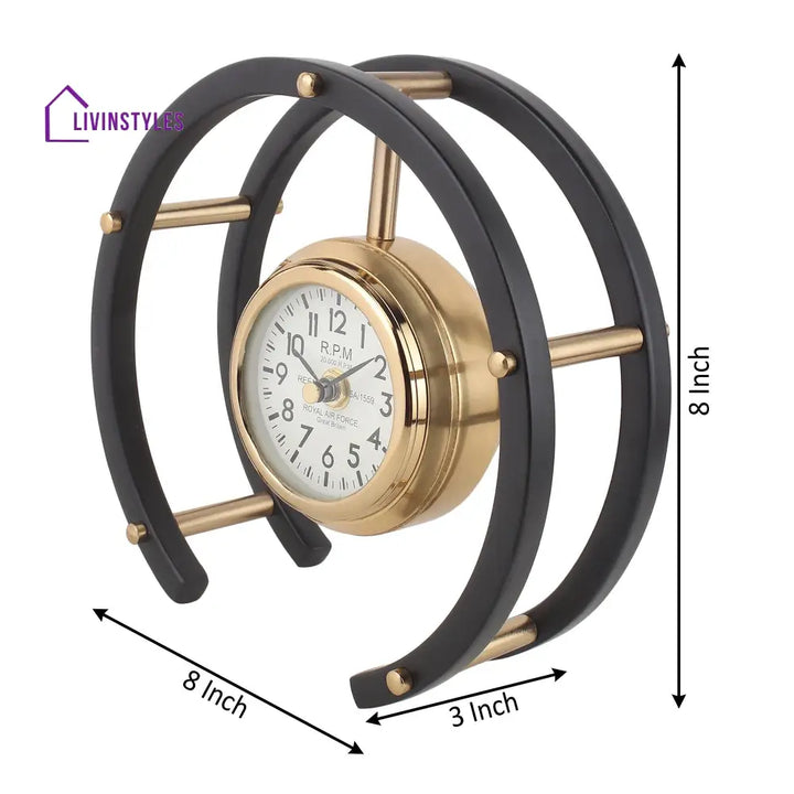 Luna Serenade Table Clock In Gold & Black