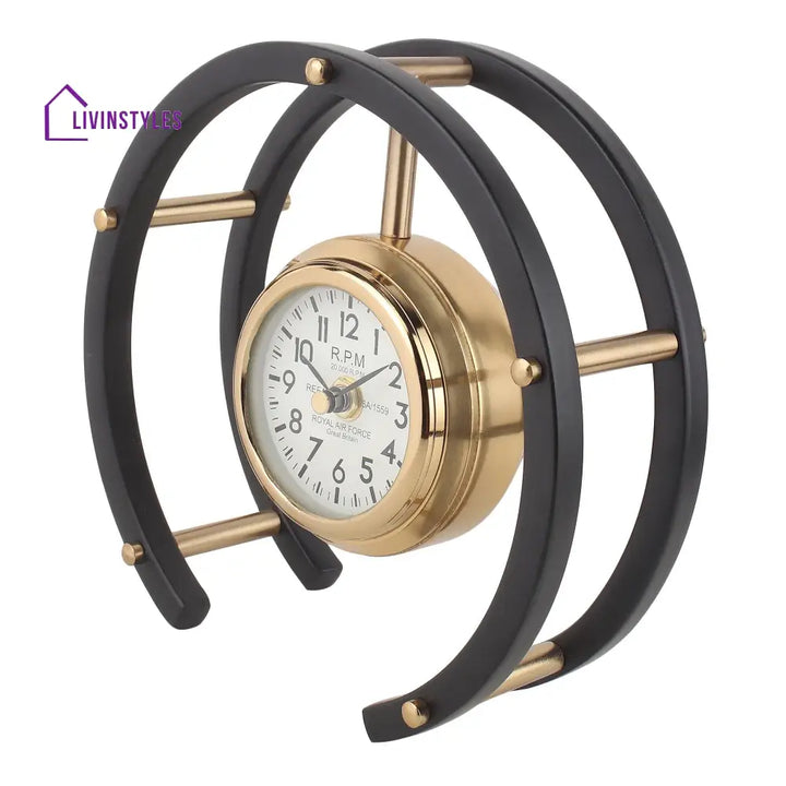 Luna Serenade Table Clock In Gold & Black