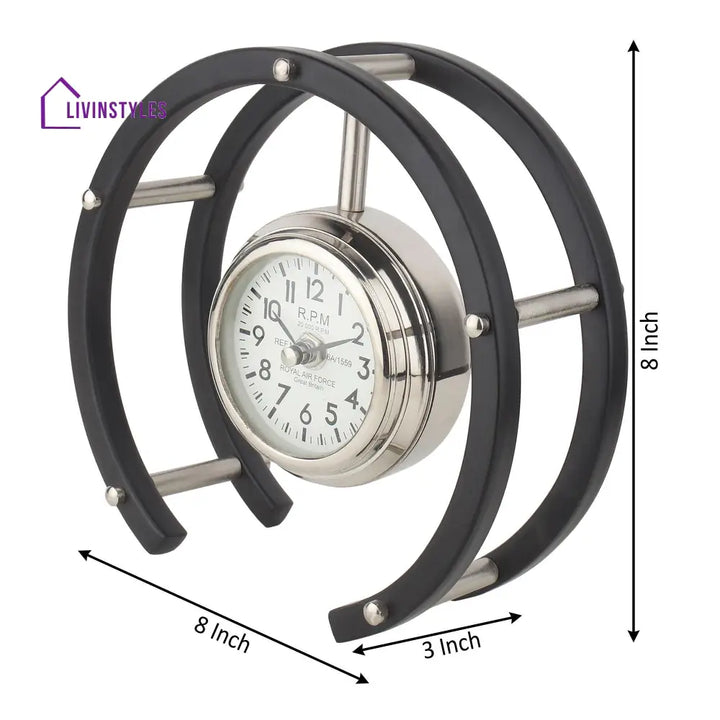 Luna Serenade Table Clock In Silver & Black