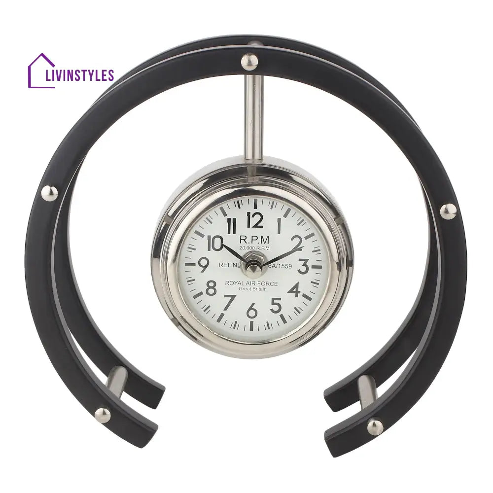 Luna Serenade Table Clock In Silver & Black