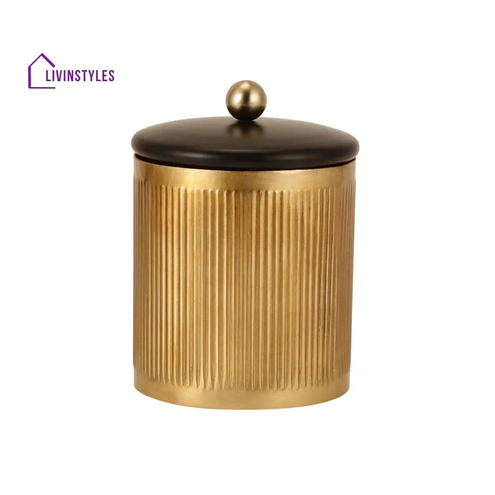 Luxora Cylindrical Box In Gold Storage