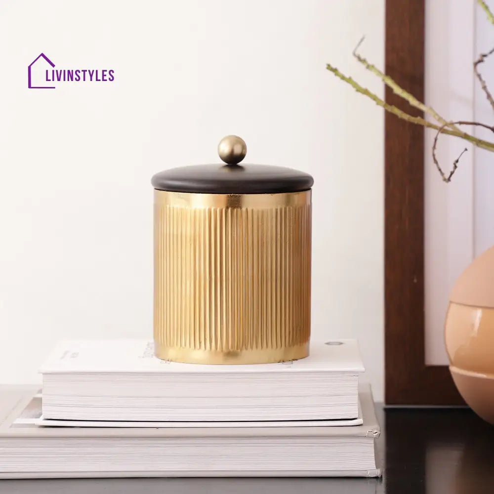 Luxora Cylindrical Box In Gold Storage