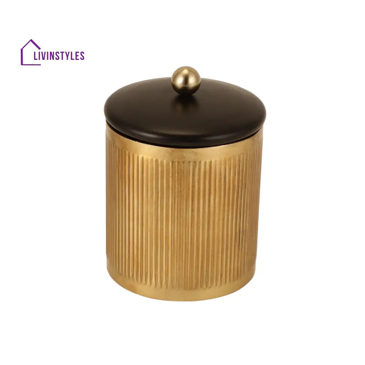 Luxora Cylindrical Box In Gold Storage