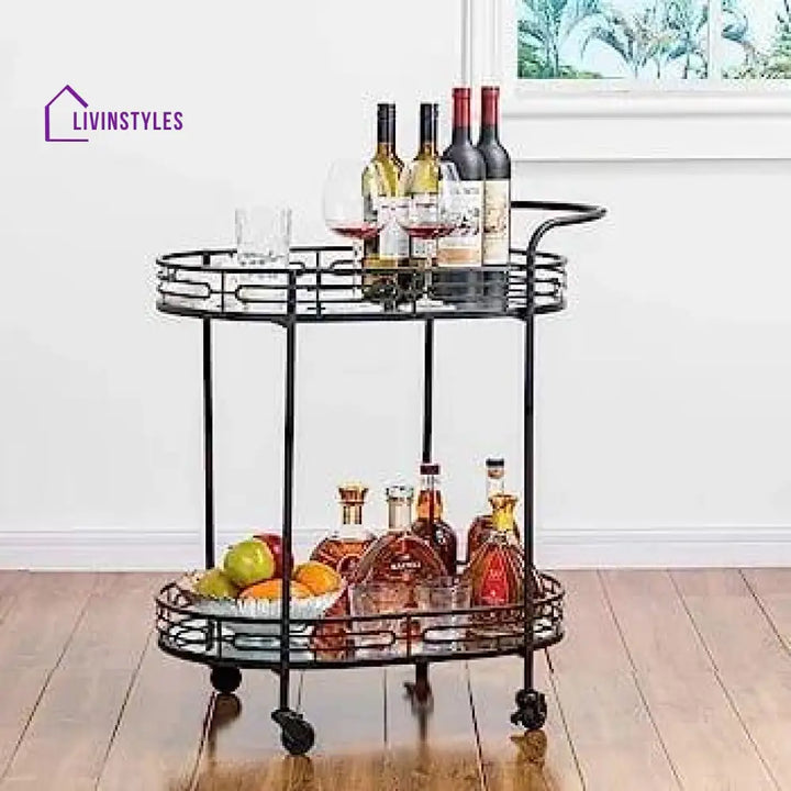 Luxurious black iron oval trolley