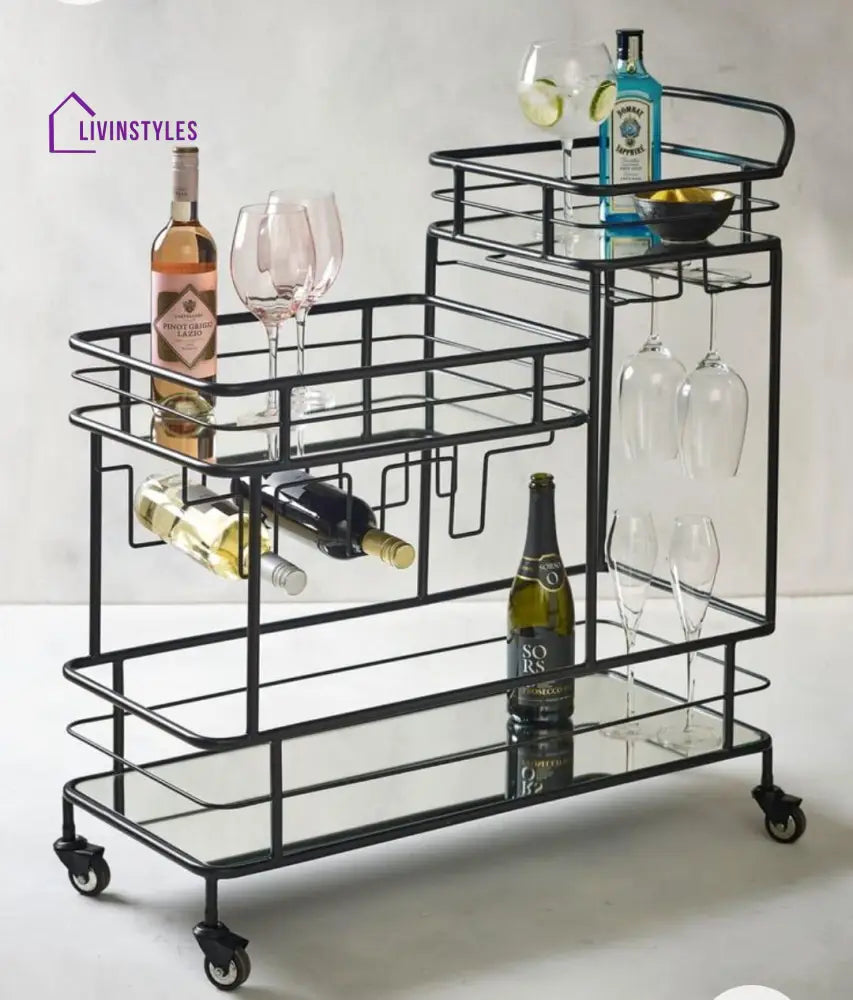 Luxurious black iron rectangle trolley