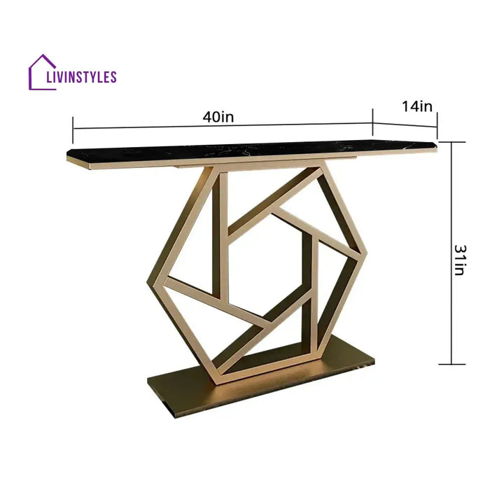 Luxurious Contemporary Console Table In Hexagonal Design with Black Marble Table