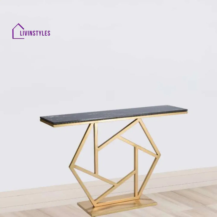 Luxurious Contemporary Console Table In Hexagonal Design with Black Marble Table