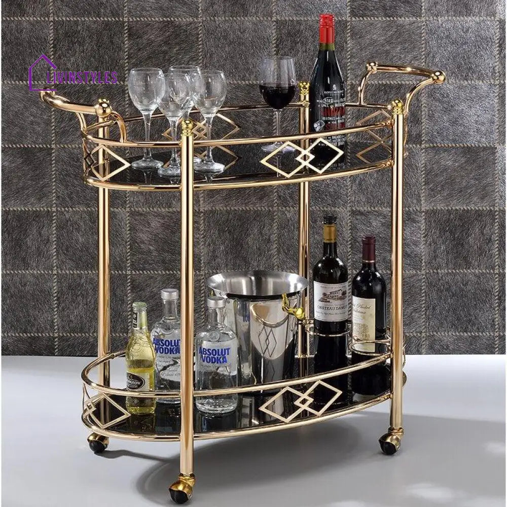 Luxurious golden iron oval trolley