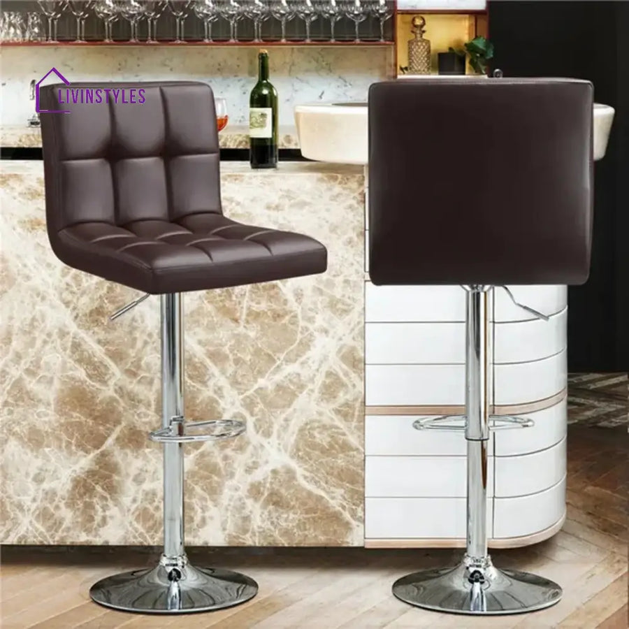 Luxurious Leatherette Brown Bar Stool / Long Chair