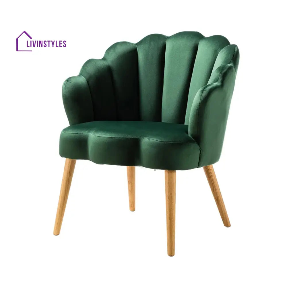 Luxurious Petal Design Velvet Chair Green Furniture