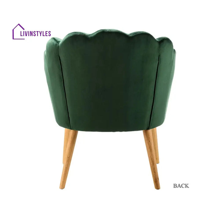 Luxurious Petal Design Velvet Chair Green Furniture