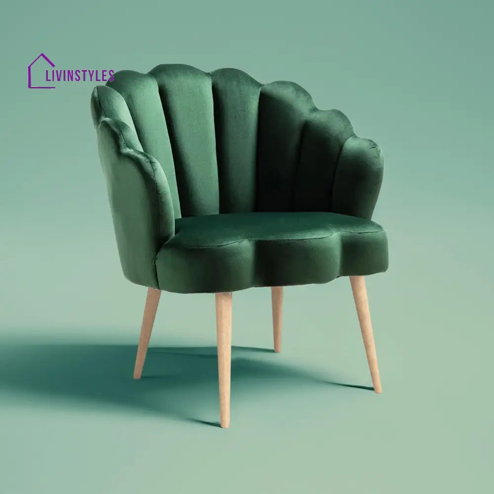 Luxurious Petal Design Velvet Chair Green Furniture