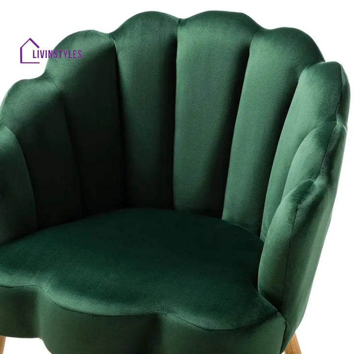 Luxurious Petal Design Velvet Chair Green Furniture