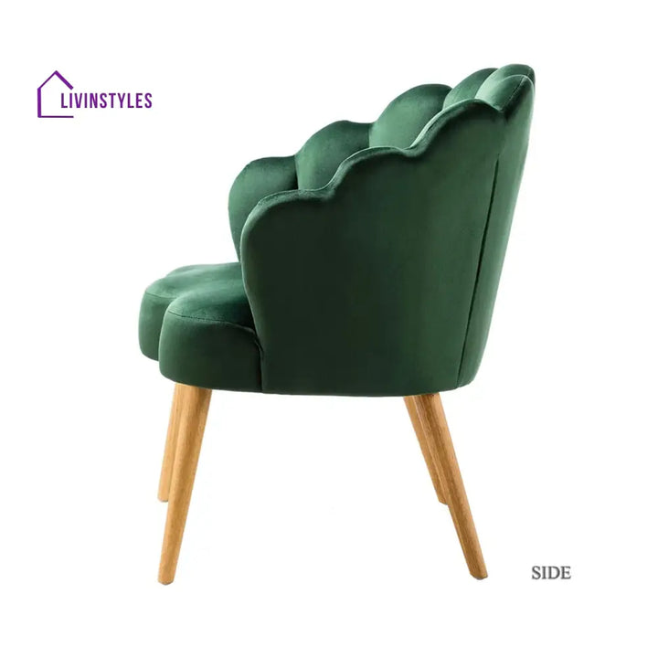 Luxurious Petal Design Velvet Chair Green Furniture