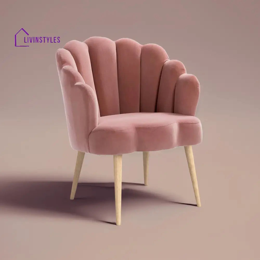 Luxurious Petal Design Velvet Chair Pink Furniture