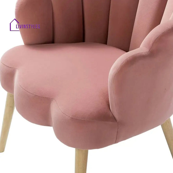 Luxurious Petal Design Velvet Chair Pink Furniture