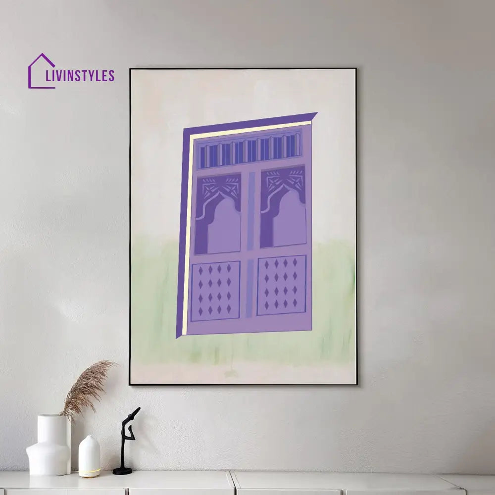 Luxurious Purple Window Canvas Wall Painting