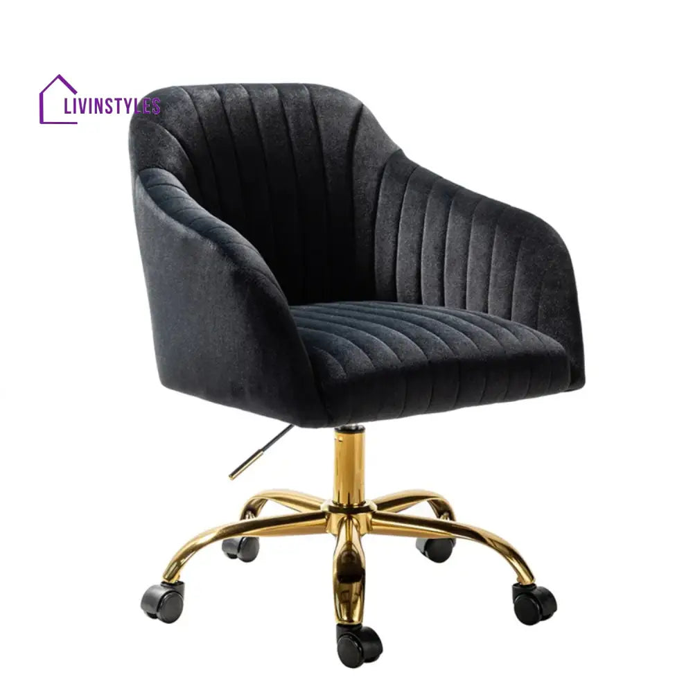 Luxurious Velvet Office Designer Chair Black Furniture