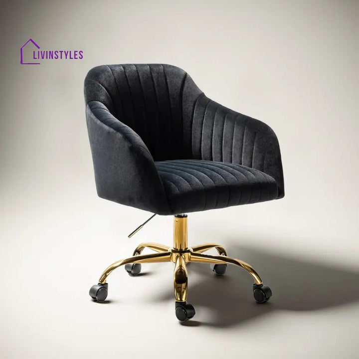 Luxurious Velvet Office Designer Chair Black Furniture