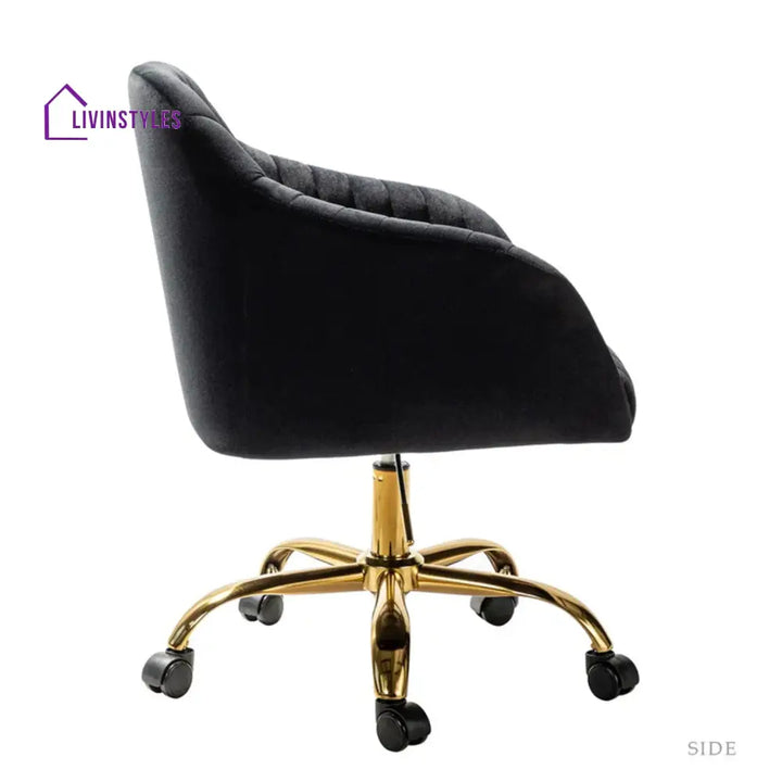 Luxurious Velvet Office Designer Chair Black Furniture