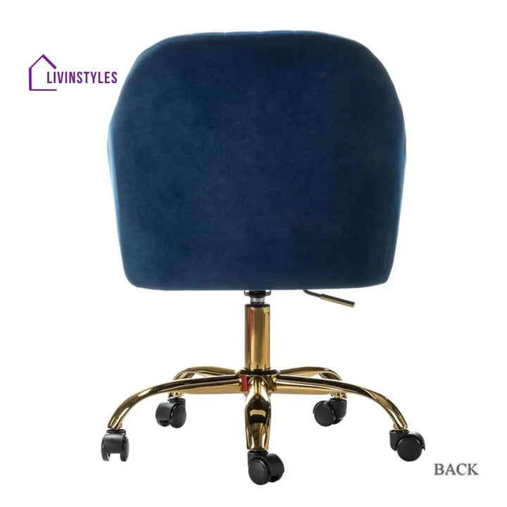 Luxurious Velvet Office Designer Chair Blue Furniture