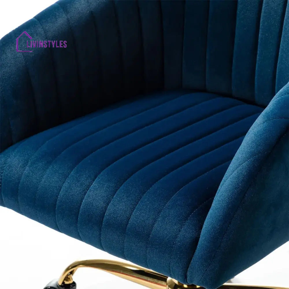 Luxurious Velvet Office Designer Chair Blue Furniture