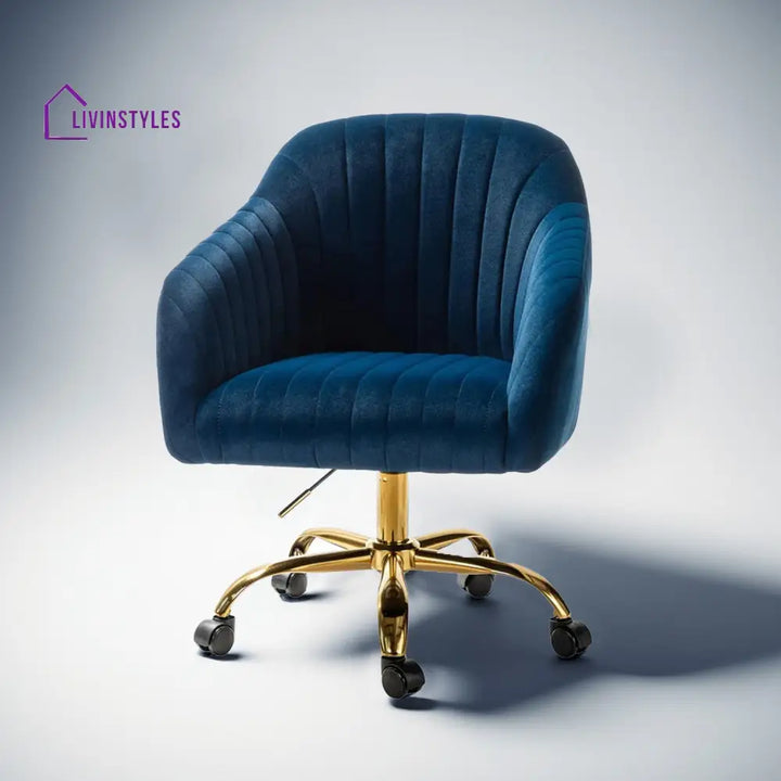 Luxurious Velvet Office Designer Chair Blue Furniture