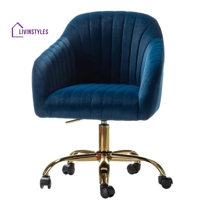 Luxurious Velvet Office Designer Chair Blue Furniture