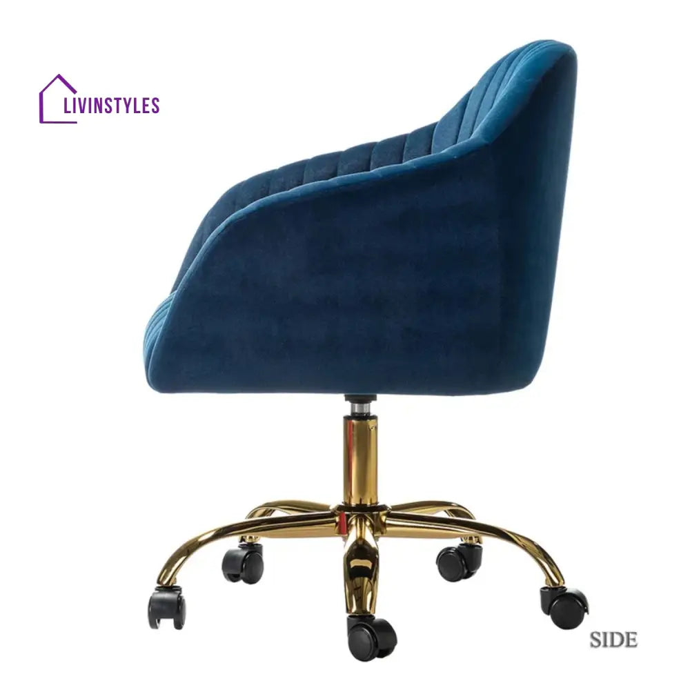 Luxurious Velvet Office Designer Chair Blue Furniture