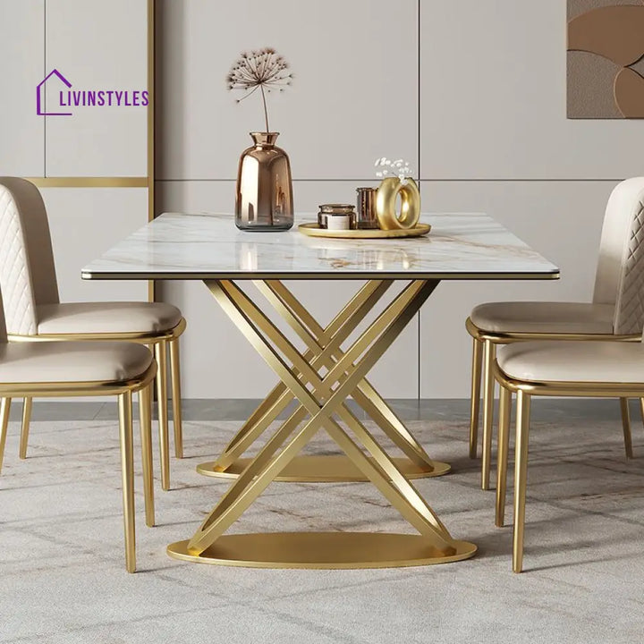 Luxury Modern Rectangle White Marble Dining Table