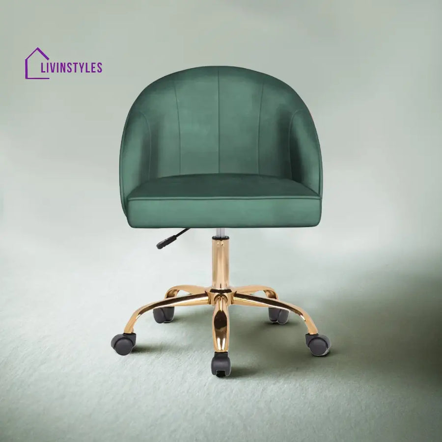 Luxury Tufted Office Chair With Wheels Green Furniture