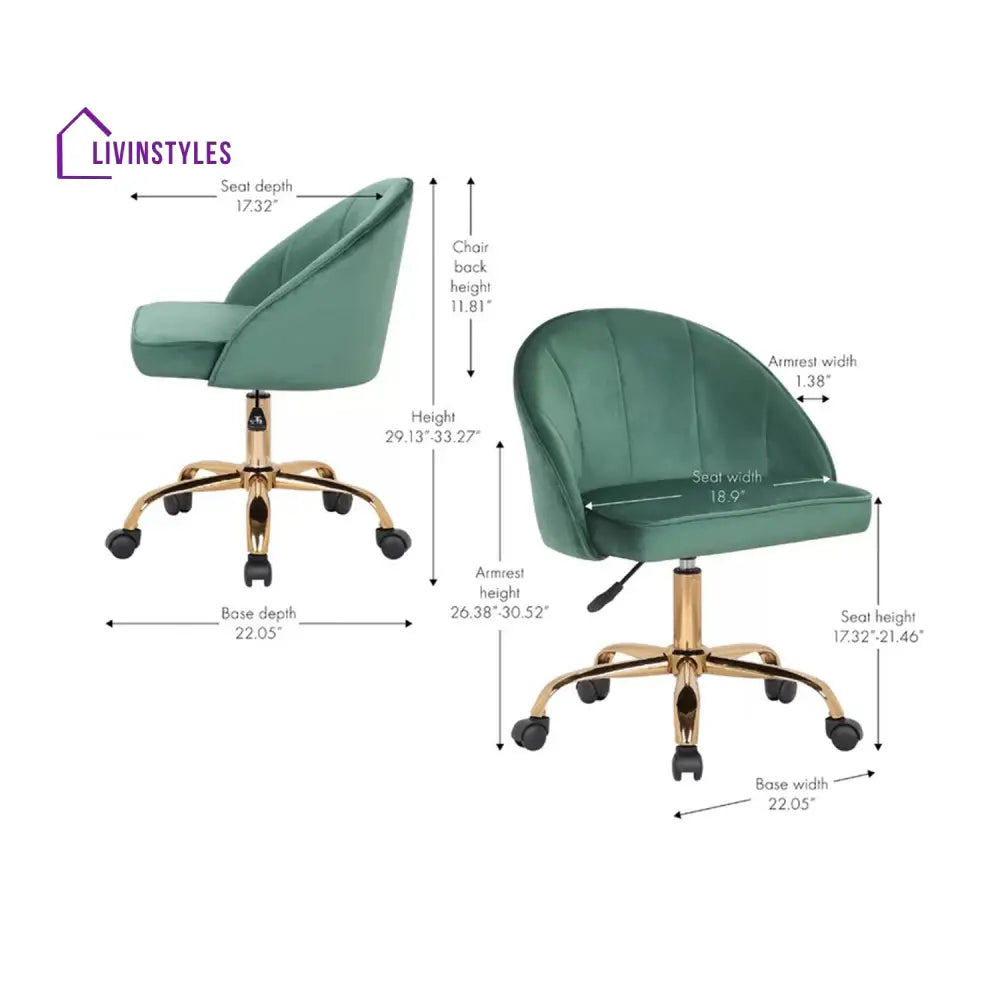 Luxury Tufted Office Chair With Wheels Green Furniture